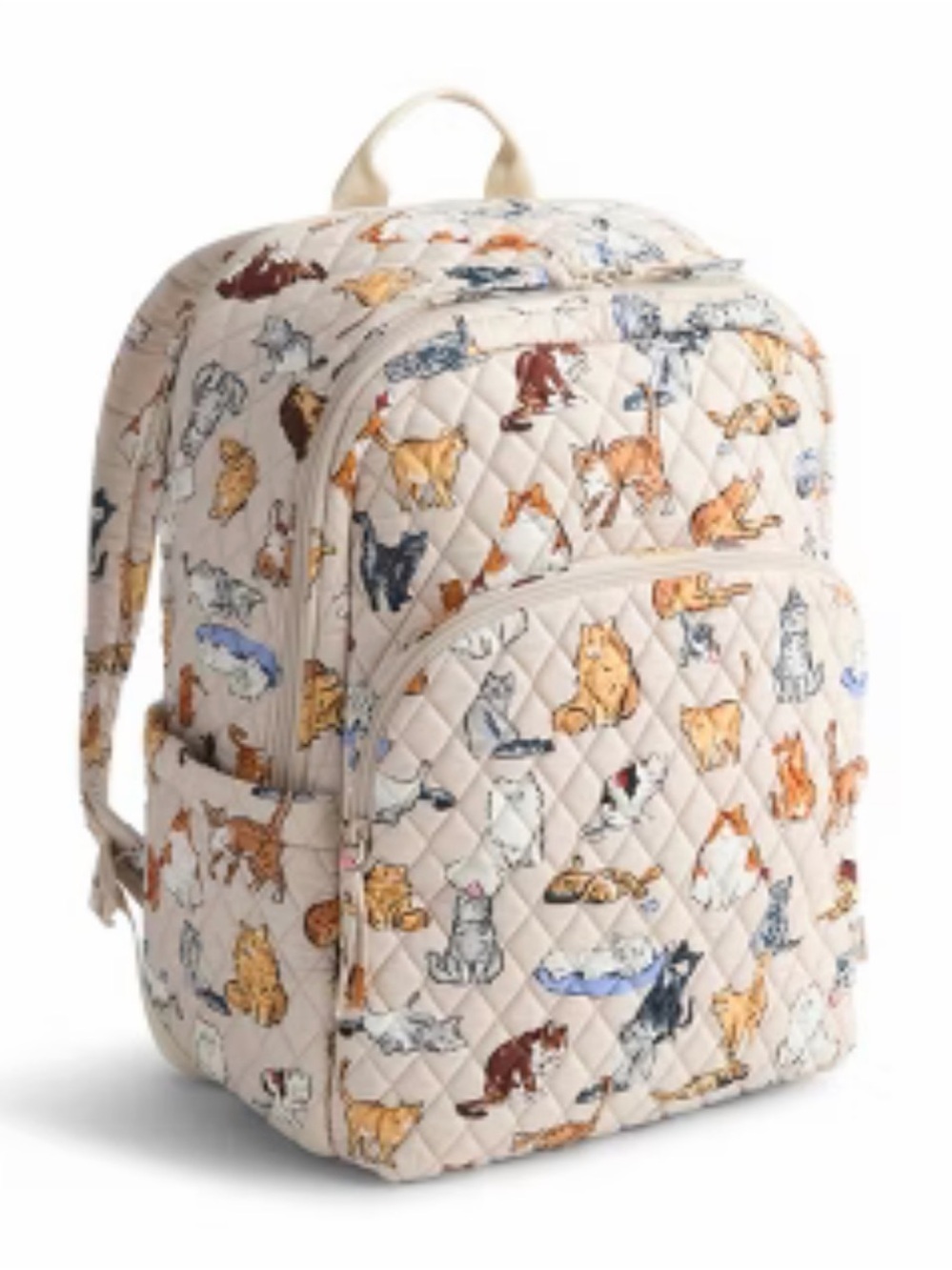 Vera Bradley Cat Print Quilted Backpack - Cream